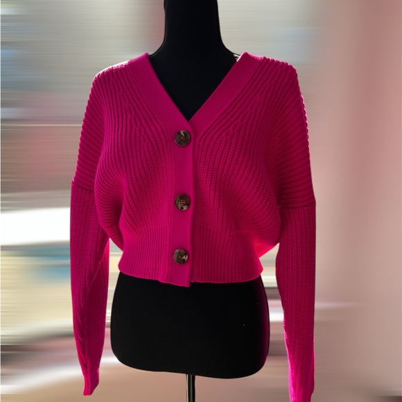 Anthropologie Pink Cardigan Sweater V-Neck Knit - Picture 1 of 10